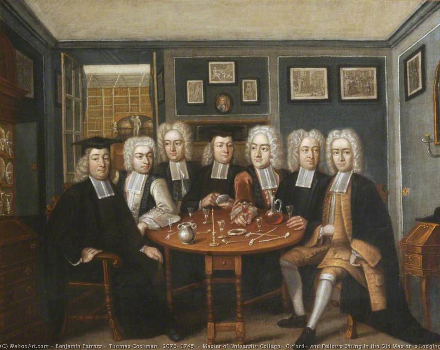 Thomas Cockman (1675–1745), Master Of University College, Oxford, And Fellows Sitting In The Old Master's Lodgings — Benjamin Ferrers