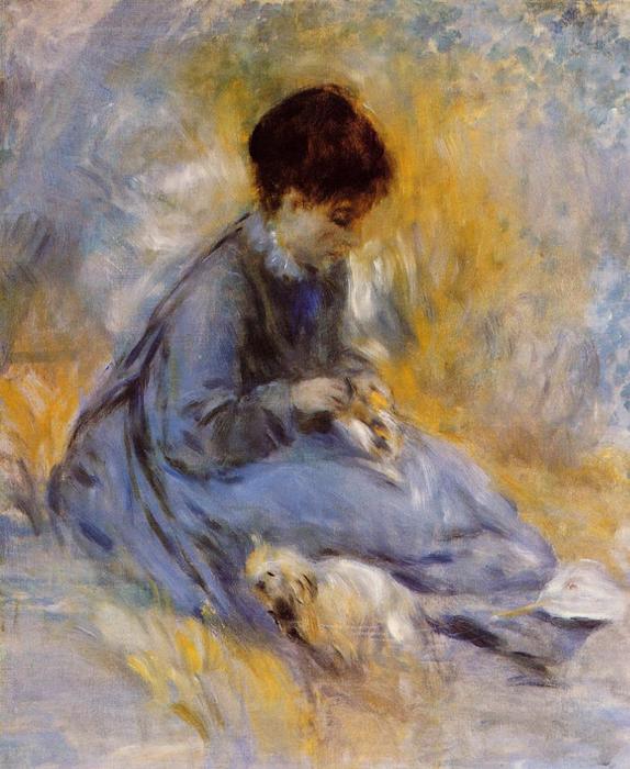 Young Woman With A Dog — Pjer Ogist Renoar