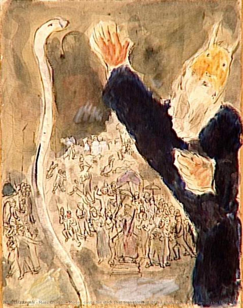 Moses Casts His Stick That Transformed Into A Snake On The Orders Of The Lord, That Referred To Aaron And Moses, When They Had Visited Pharaoh (exodus, Iv, 1-5, Vii, 8-13) — Marc Chagall