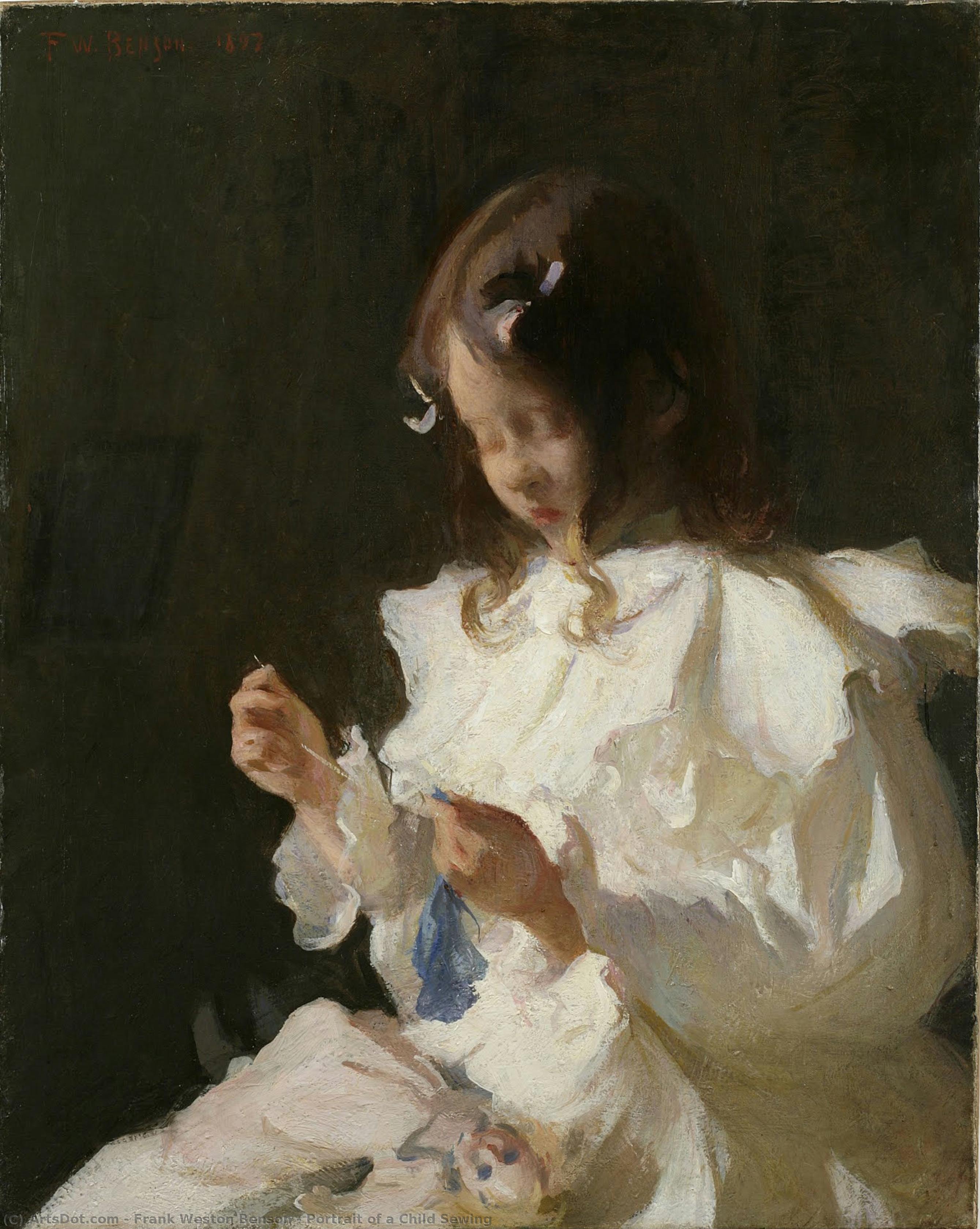 Portrait Of A Child Sewing — Frank Weston Benson
