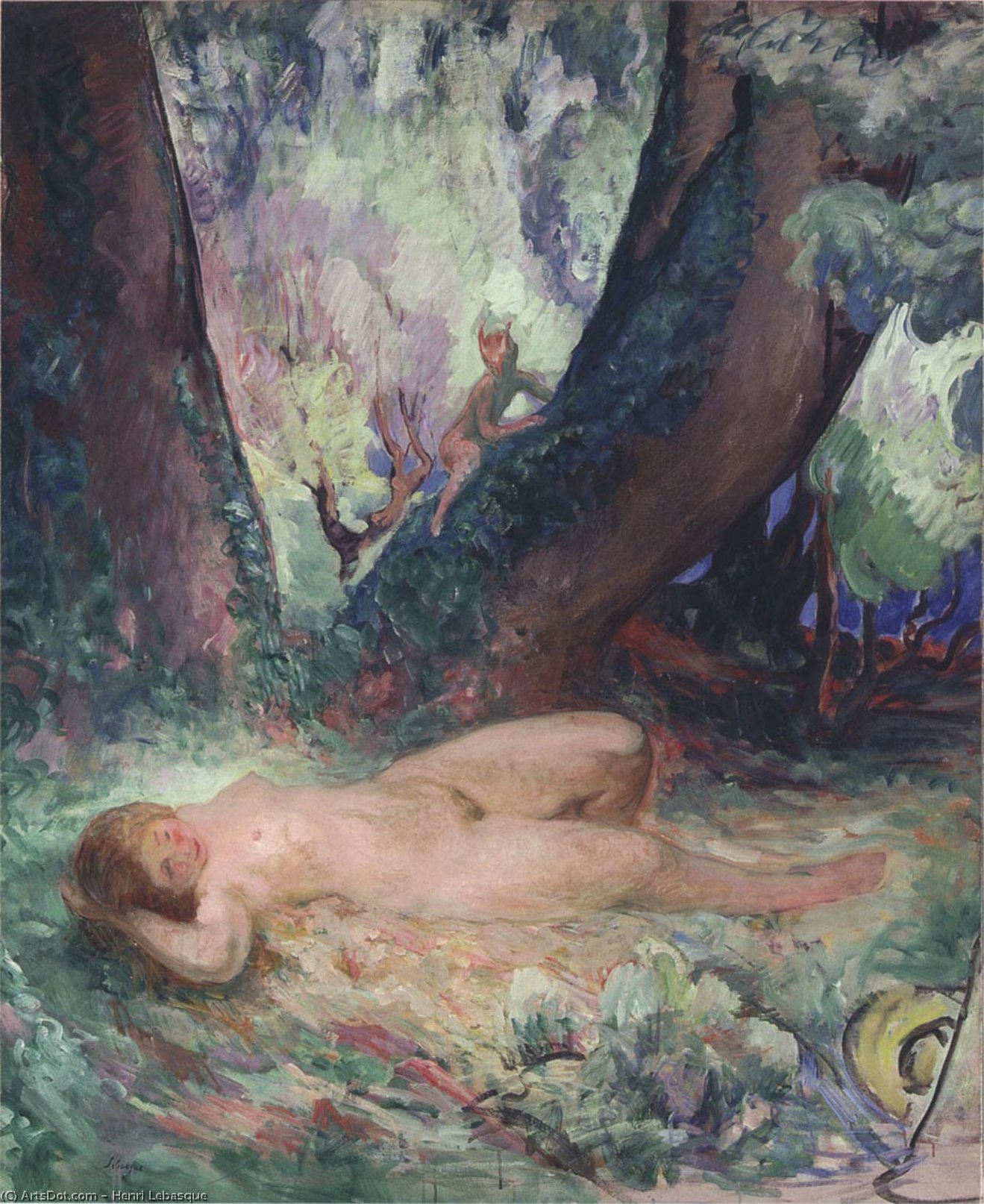 Nude In A Garden With A Satyr — Henri Lebasque