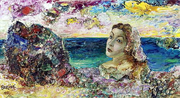 Surrealistic Portrait Of Marusia By The Sea — David Davidovich Burliuk