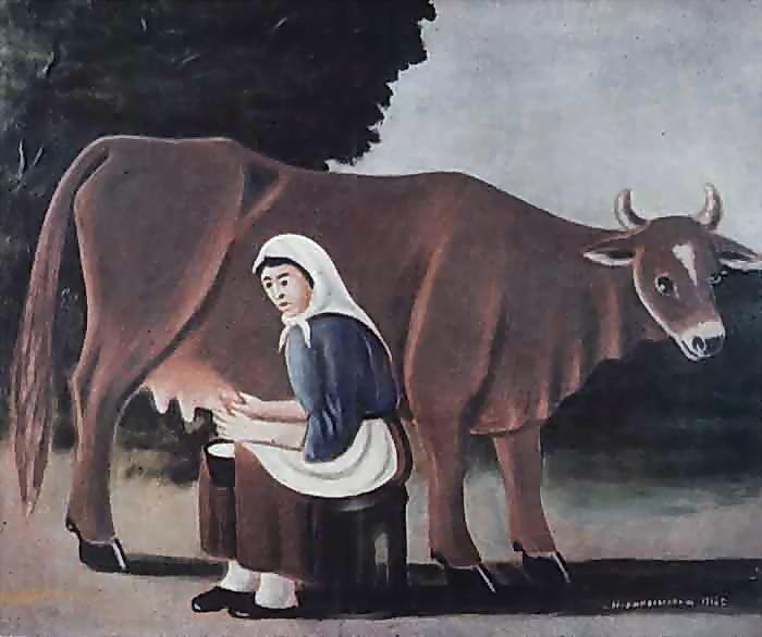 Woman Milks A Cow — Niko Pirosmani