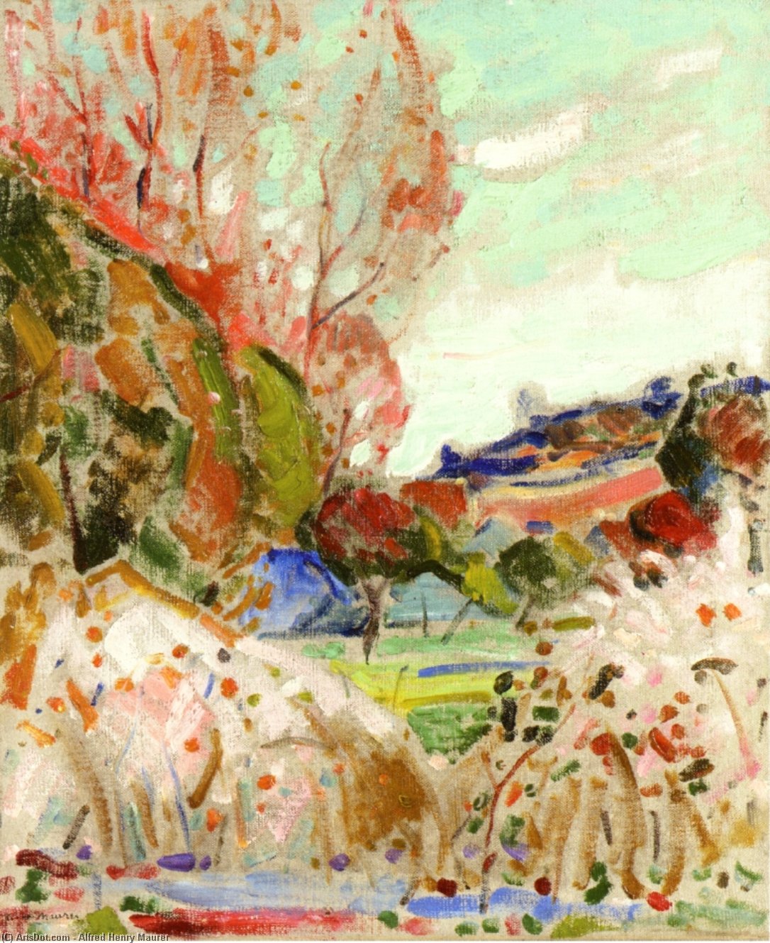 Landscape In Green And Pink — Alfred Henry Maurer
