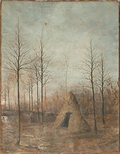 Cabane De Bûcheron Au Milieu D'une Clairière, L'hiver — Peulot Ernest