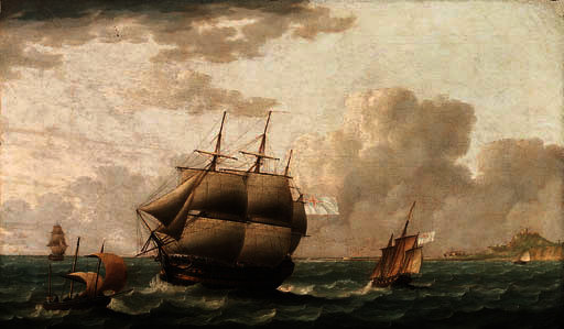 A British Frigate And Other Shipping In Choppy Seas — Thomas Buttersworth