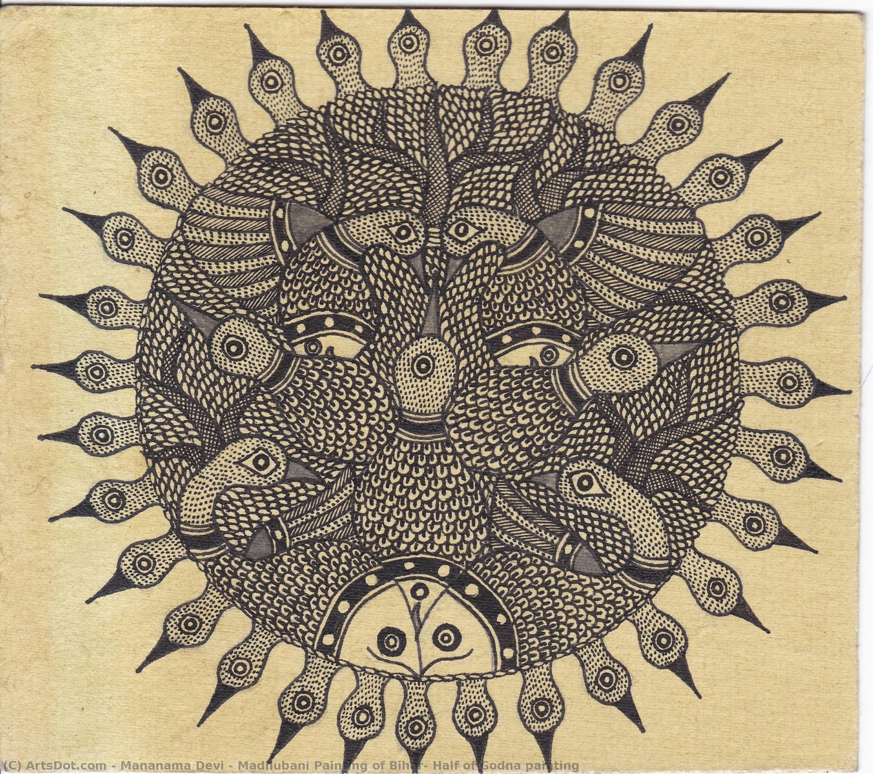 Madhubani Painting Of Bihar: Half Of Godna Painting — Mananama Devi