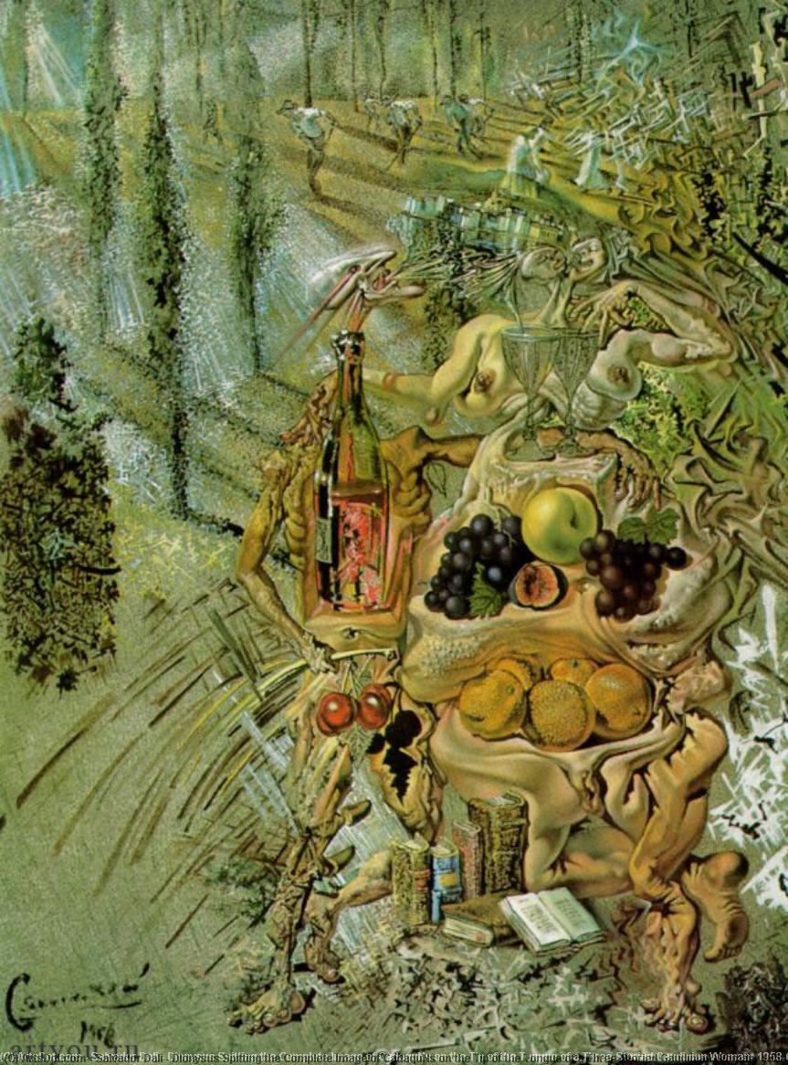 Dionysus Spitting The Complete Image Of Cadaquns On The Tip Of The Tongue Of A Three-storied Gaudinian Woman, 1958-60 — Сальвадор Дали
