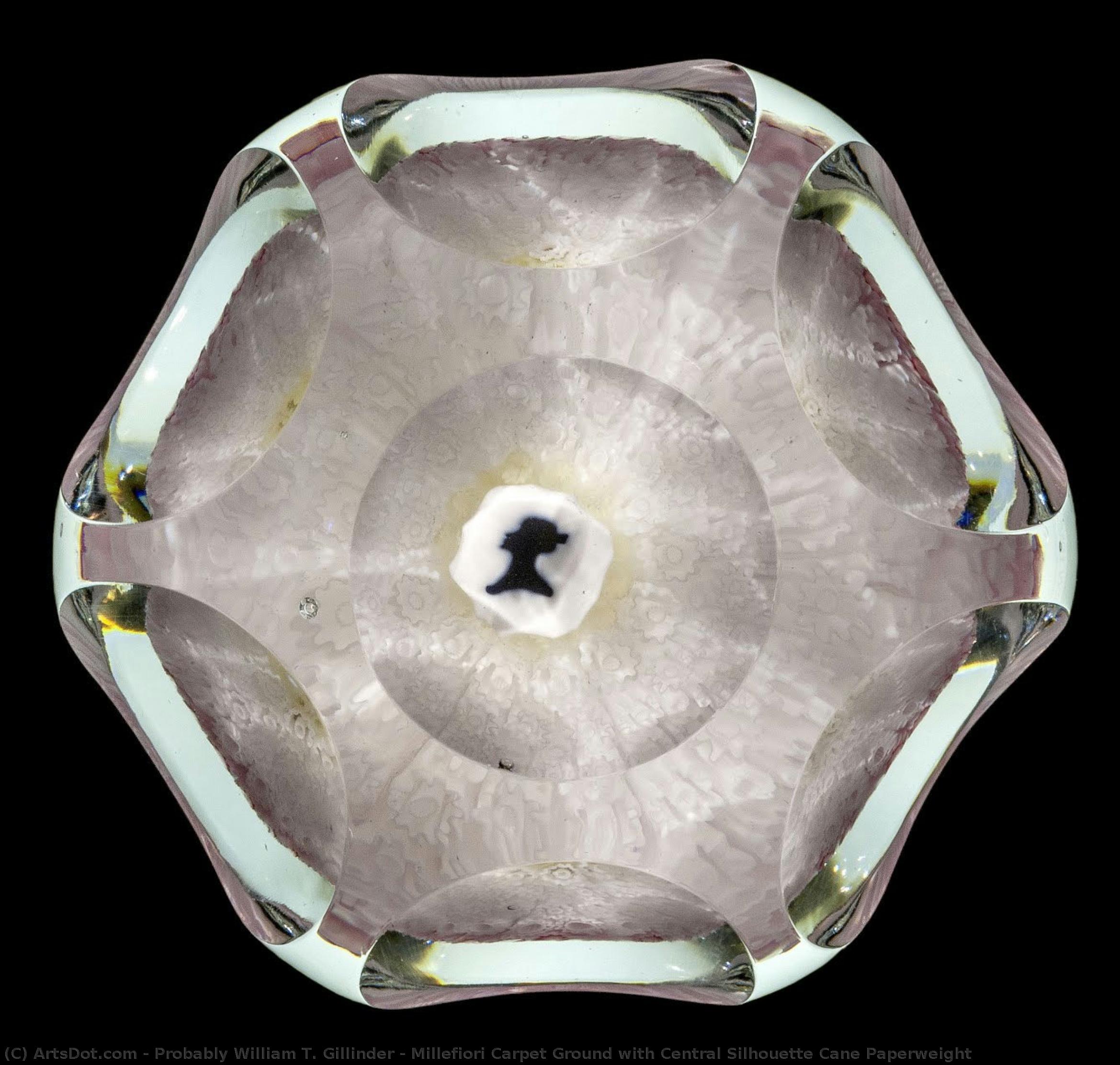 Millefiori Carpet Ground With Central Silhouette Cane Paperweight — Probably William T. Gillinder