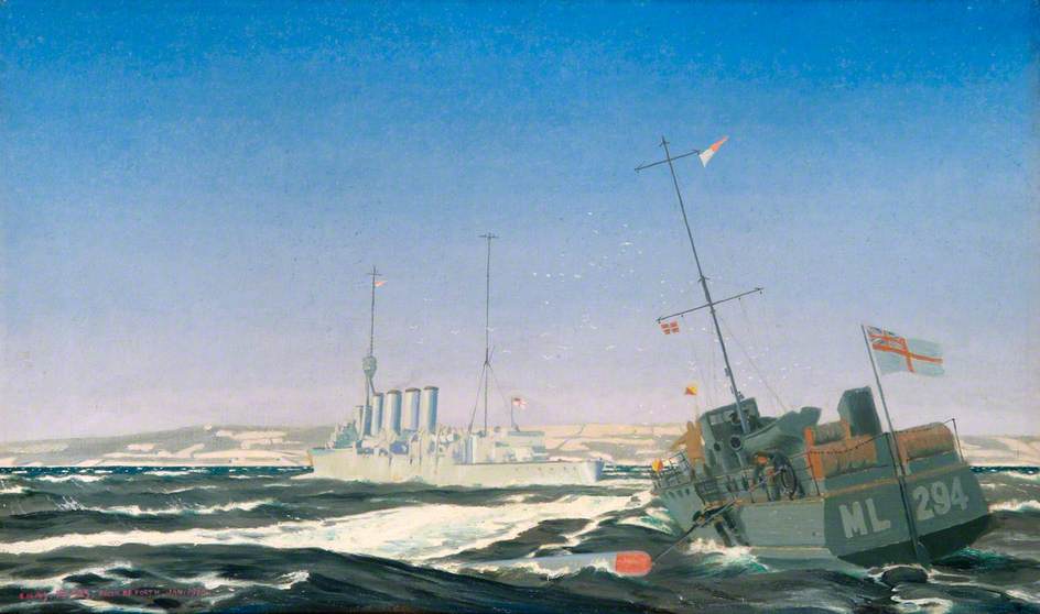 A Motor Launch Recovering A Torpedo Hms 'yarmouth' At Practice, January 1918 — Charles Pears