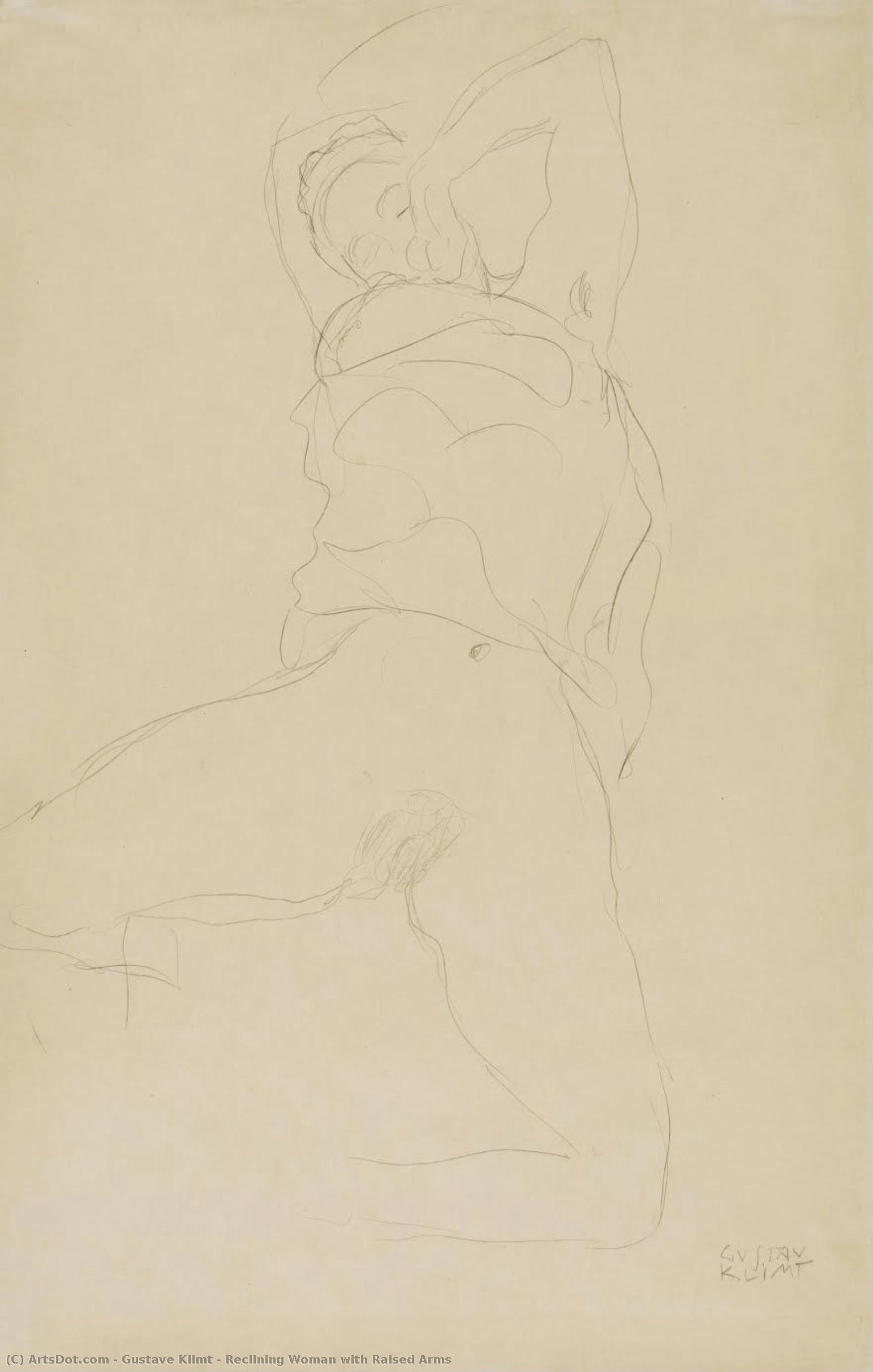 Mujer Recostada Con Los Brazos Levantados — Gustav Klimt