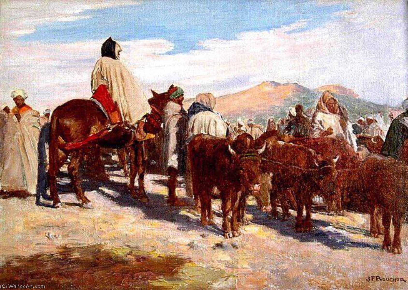 Marché Aux Bestiaux À Fès (titre Inscrit) — Joseph-félix Bouchor