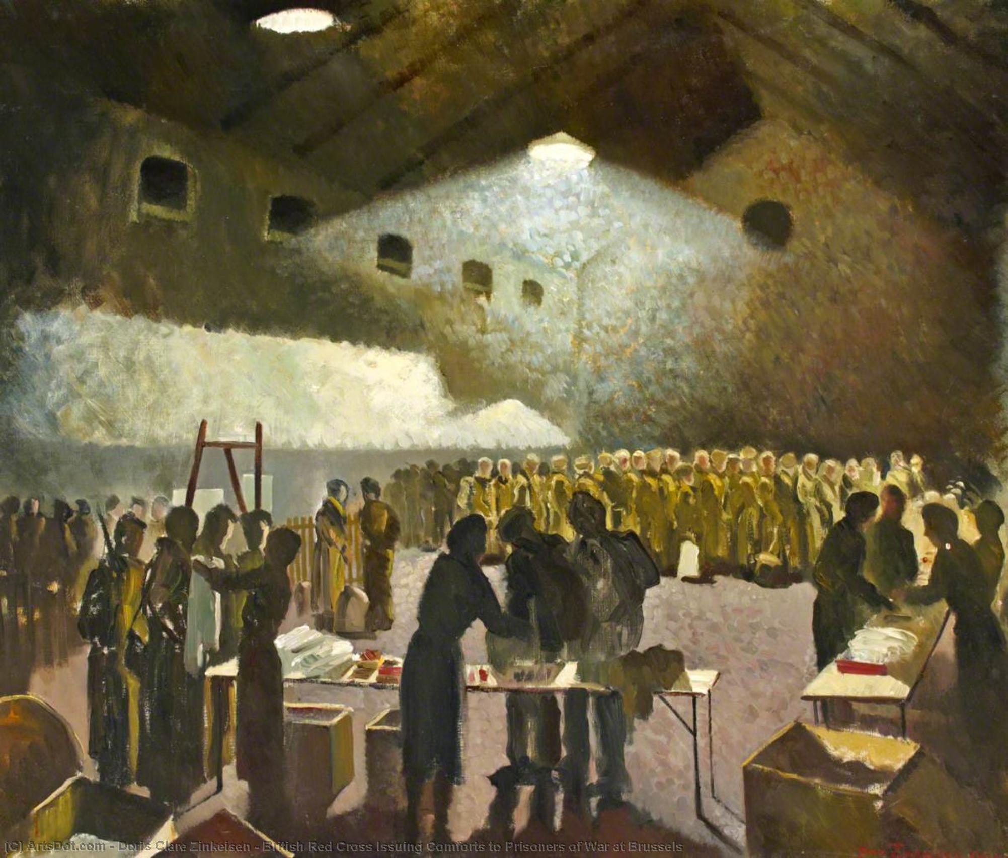 British Red Cross Issuing Comforts To Prisoners Of War At Brussels — Doris Clare Zinkeisen