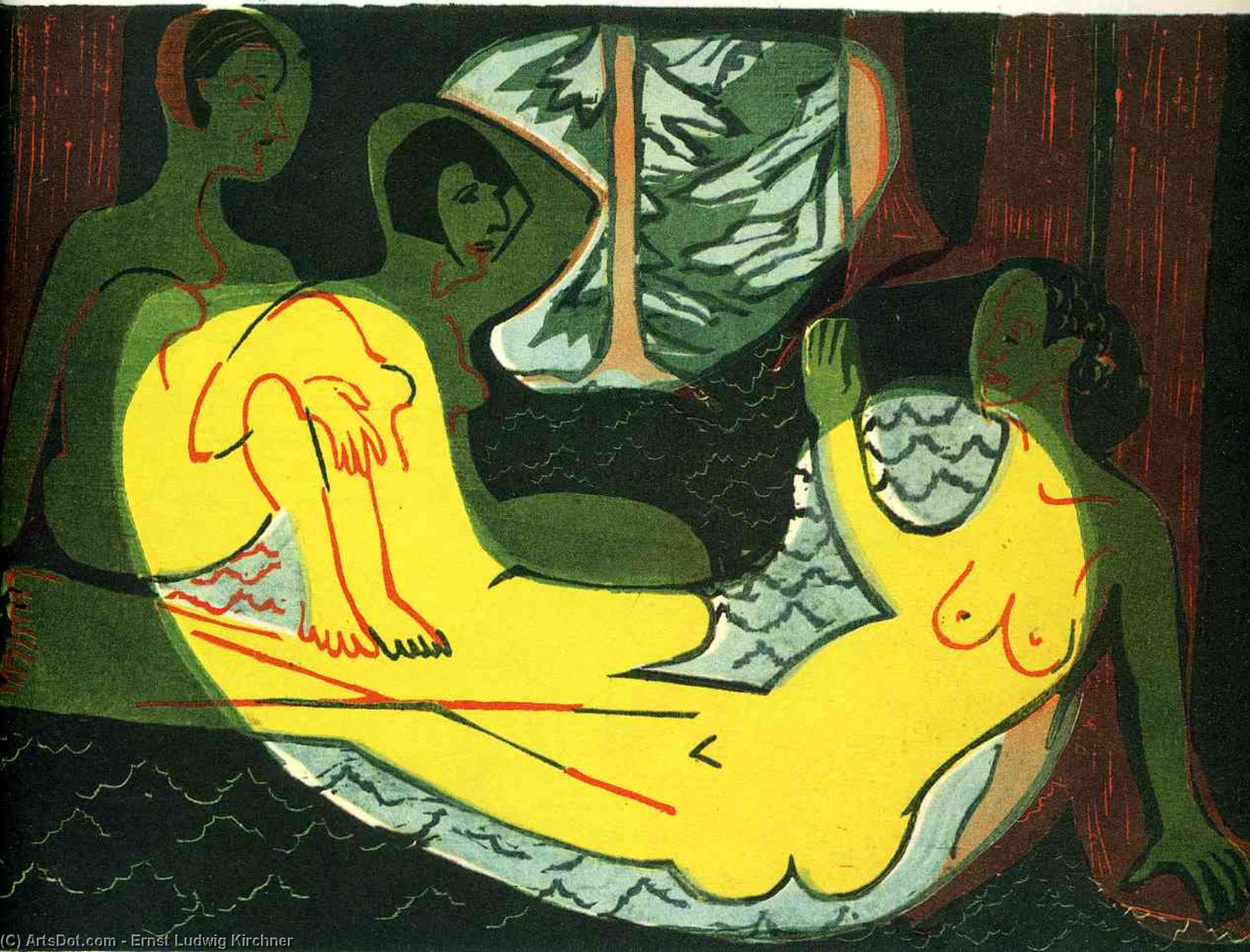 Three Nudes In The Forest — Ernst Ludwig Kirchner