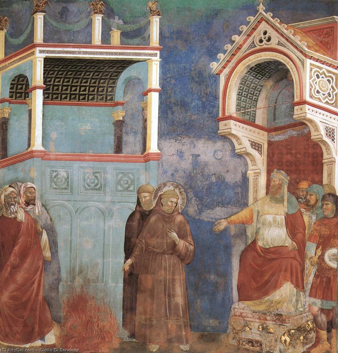 Legend Of St Francis - [11] - St Francis Before The Sultan (trial By Fire) — Giotto Di Bondone