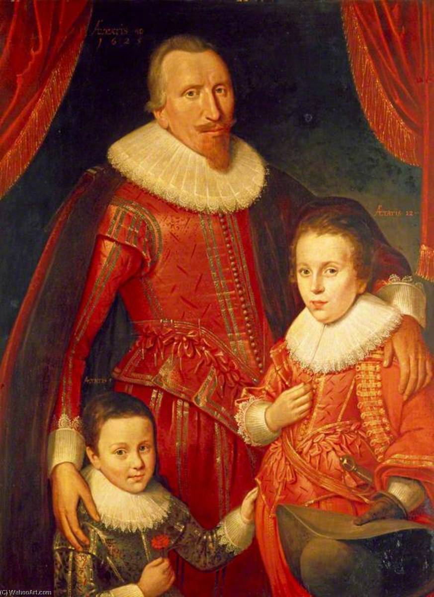 George Seton (1584–1650), 8th Lord Seton And 3rd Earl Of Winton, Royalist, With His Sons, George (1613–1648), Lord Seton, And Alexander (1620–1691), 1st Viscount Kingston, Royalists — Adam De Colone