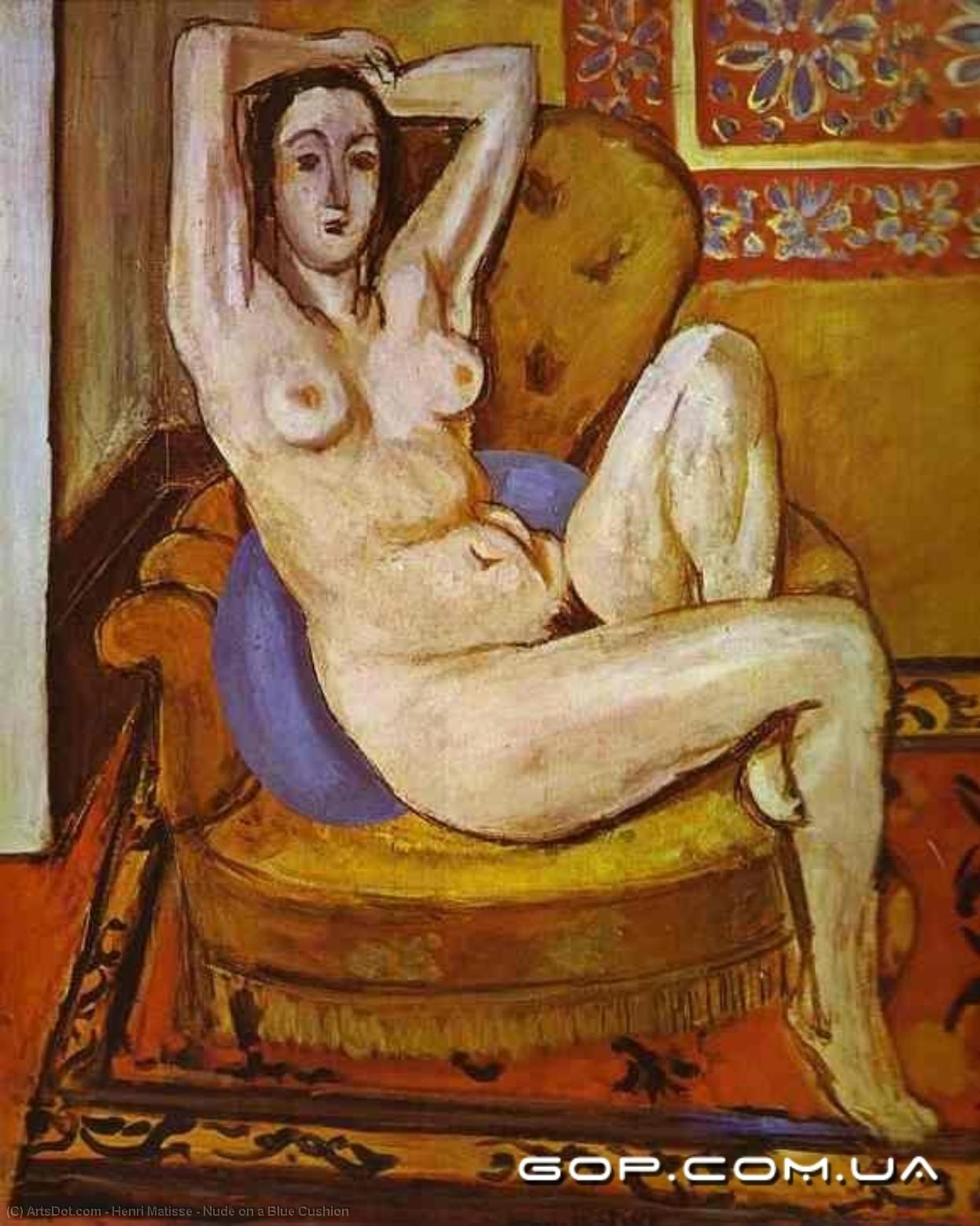 Niedlicher Mensch Auf Einem Blauen Kissen — Henri Matisse