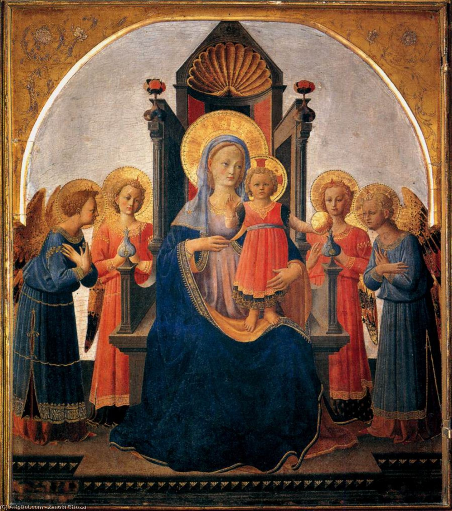 La Madonna Y El Niño Con Ángeles — Zanobi Strozzi