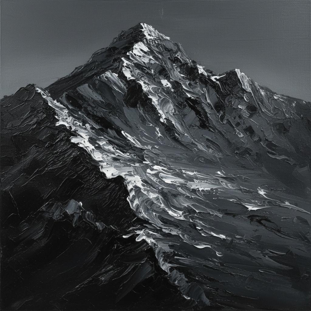 Obsidian Ascent: A Monumental Study Of Rugged Ridges And Luminous Shadows — David Moreau