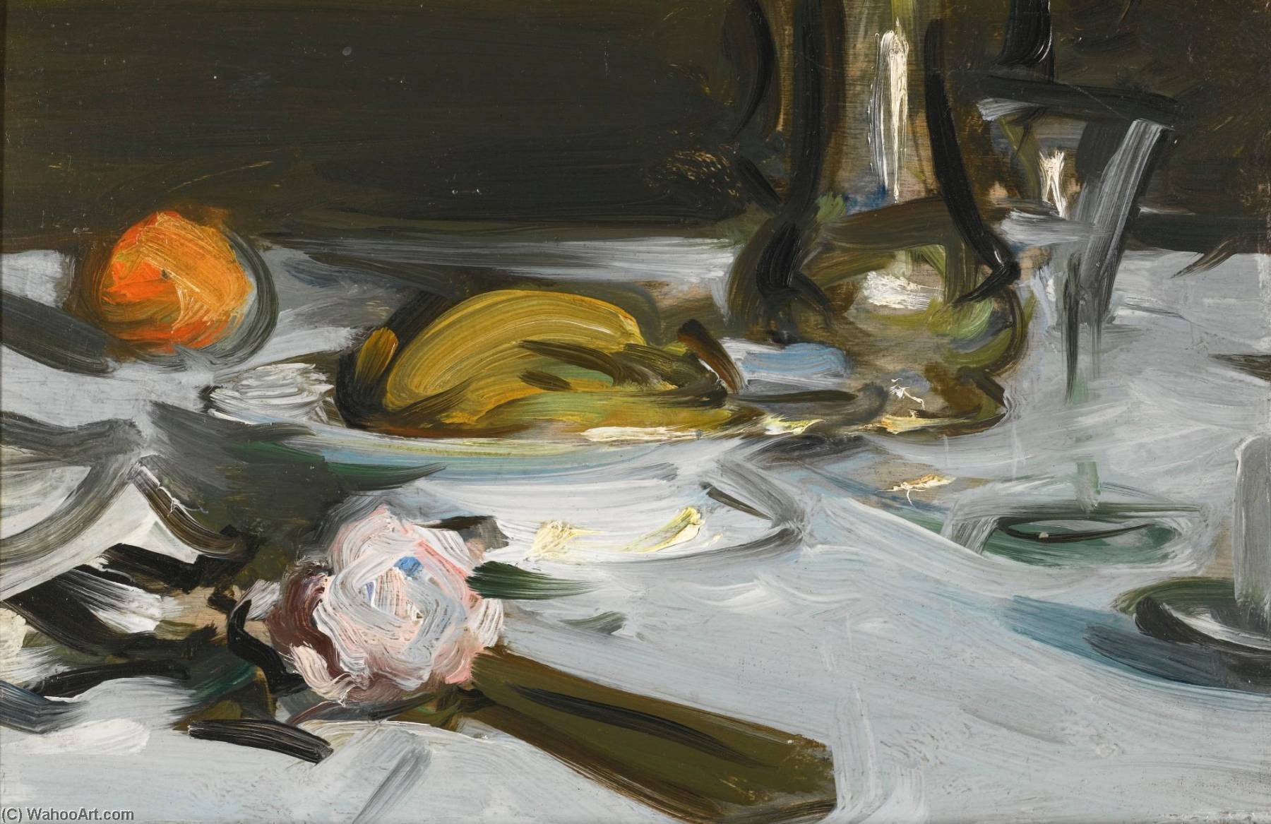 Still Life With Coffee Pot And Fan — Samuel John Peploe