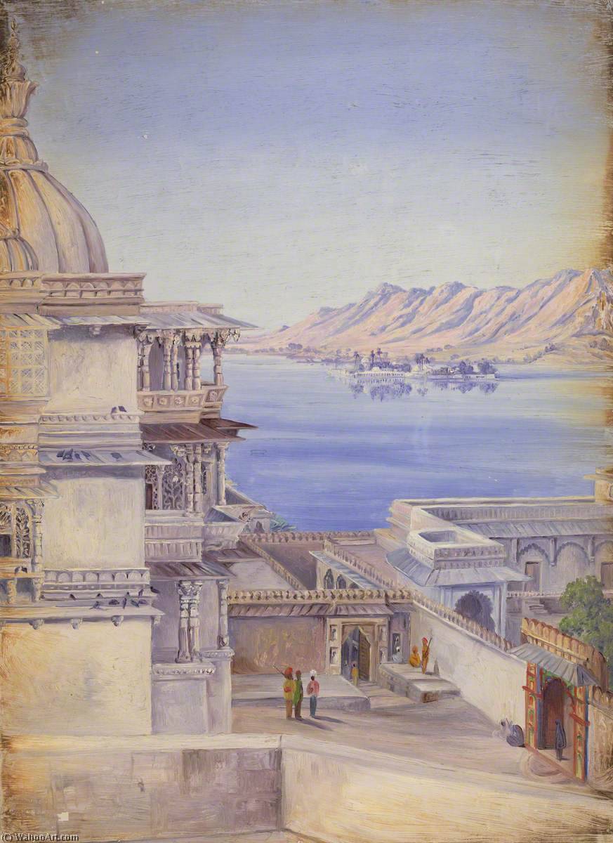 Lago Pichola Y La Isla De Jagmandir, Udaipur. 'diciembre 1878' — Marianne North