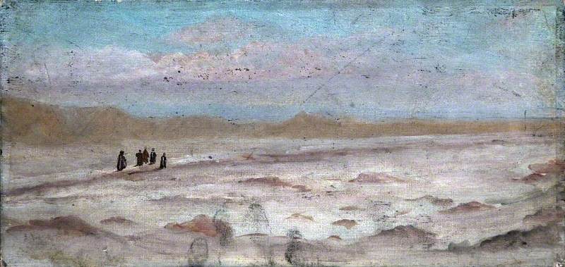 Desert Landscape With Figures And Distant Mountains — Caroline Emily Gray Hill