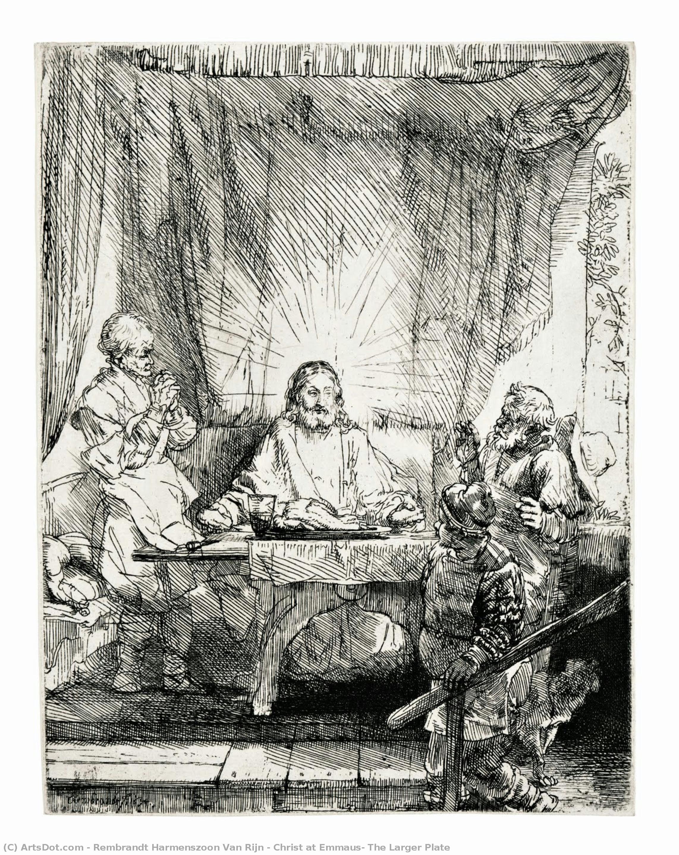 Christ At Emmaus: The Larger Plate — Rembrandt Van Rijn