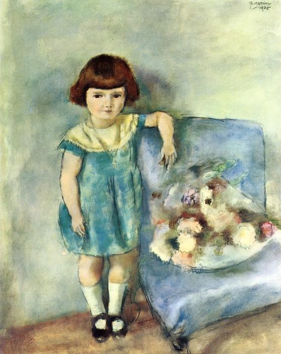 Little Girl Beside A Bunch Of Flowers — Julius Mordecai Pincas
