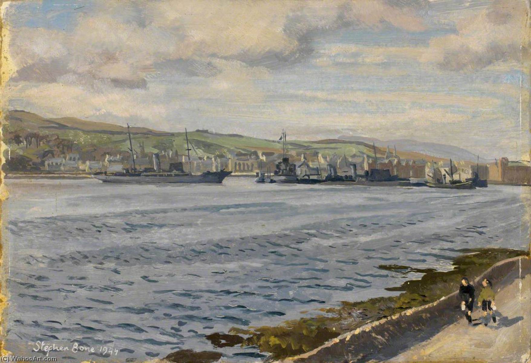 Campbeltown Harbour With Hms 'st Modwyn' And Hms 'samsonia' — Stiven Bon