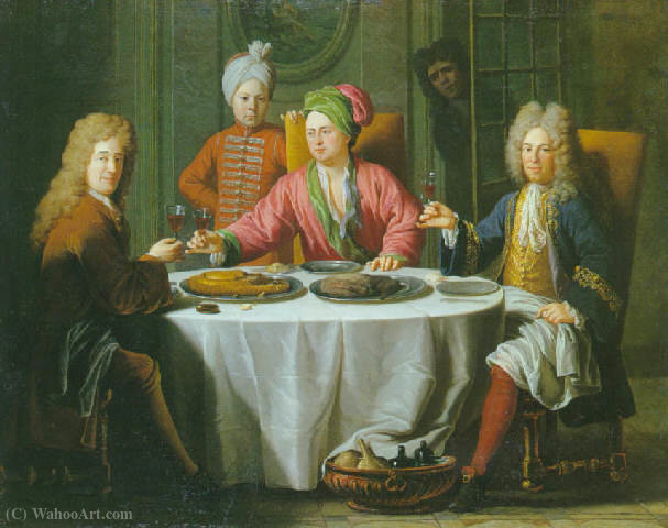 Gentlemen Meeting Around A Table In An Interior — Jacques Van Schuppen