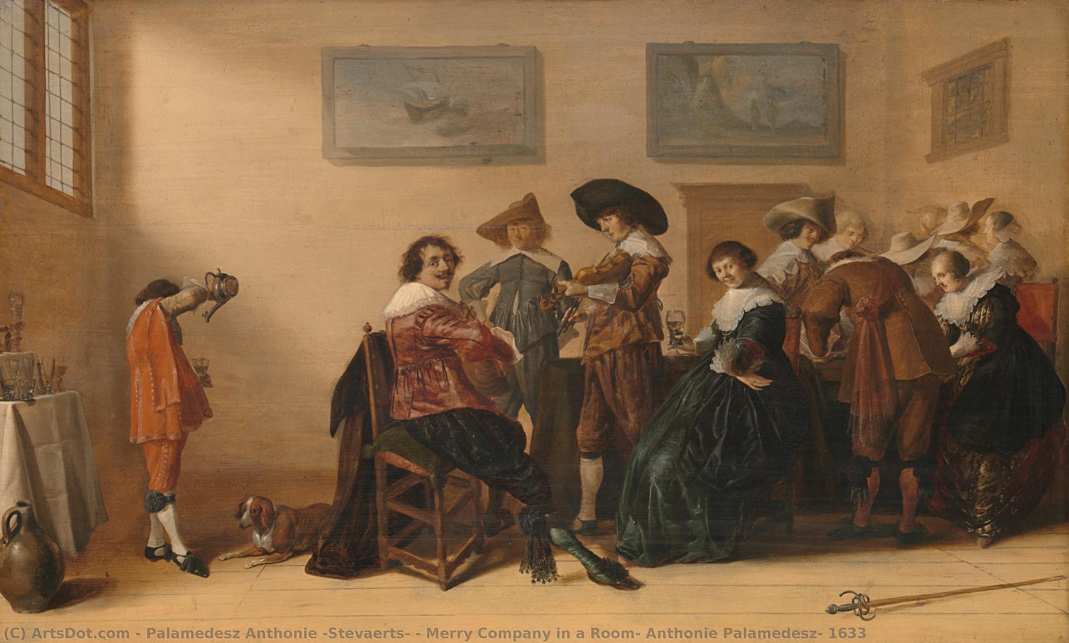 Merry Company In A Room, Anthonie Palamedesz, 1633 — Palamedesz Anthonie (stevaerts)