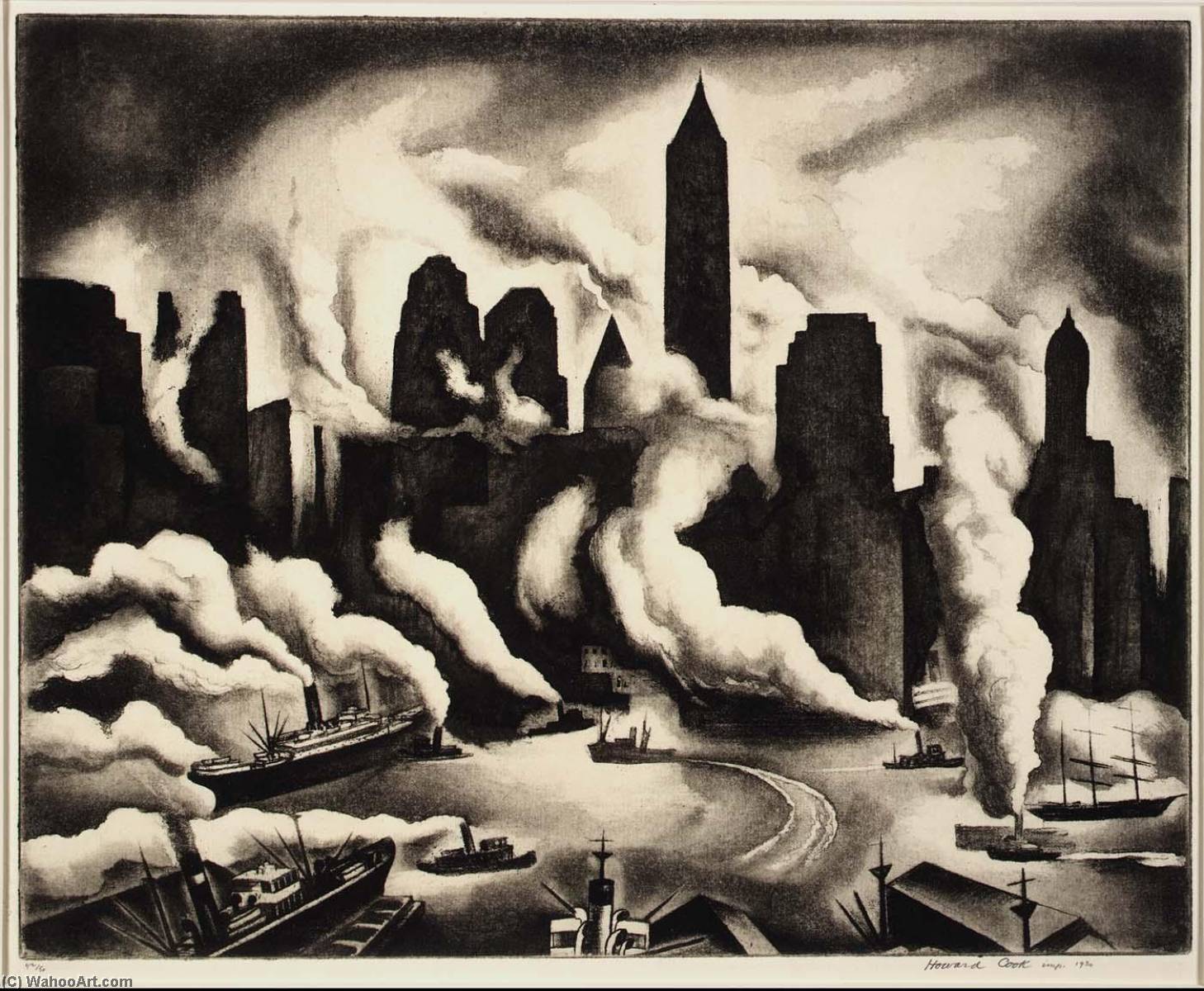 Harbor Skyline — Howard Cook