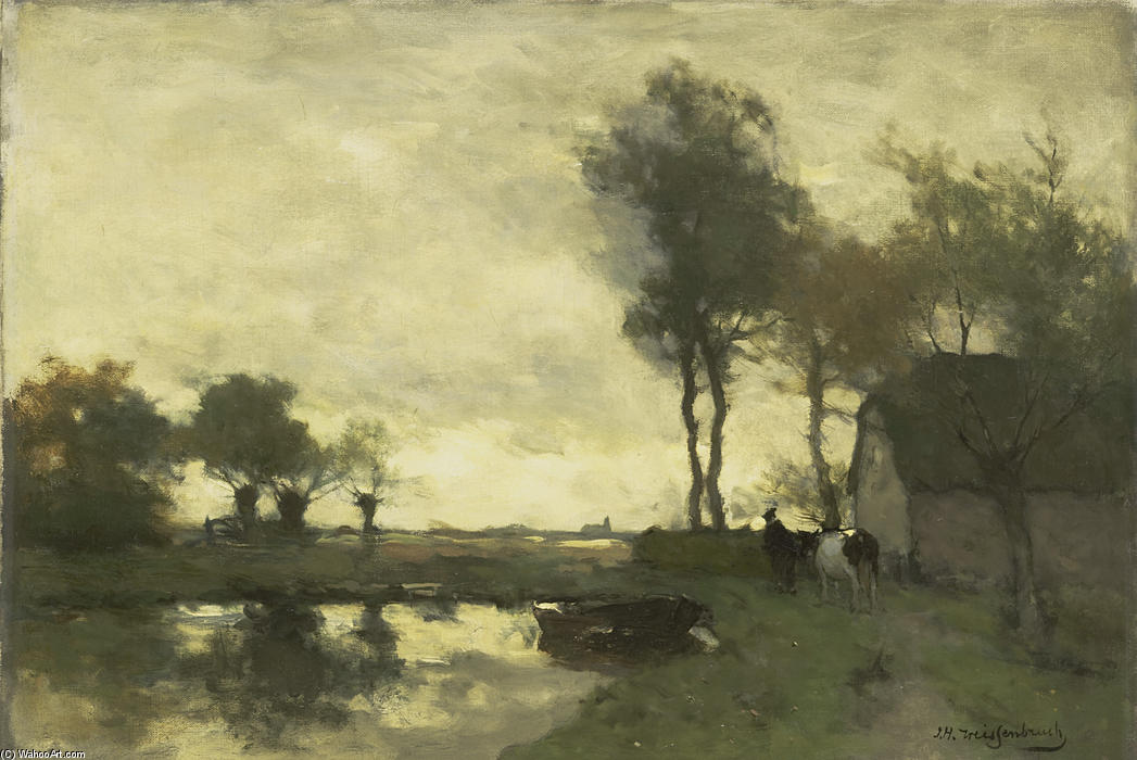 Landscape With A Farm Pond — Johan Hendrik Weissenbruch
