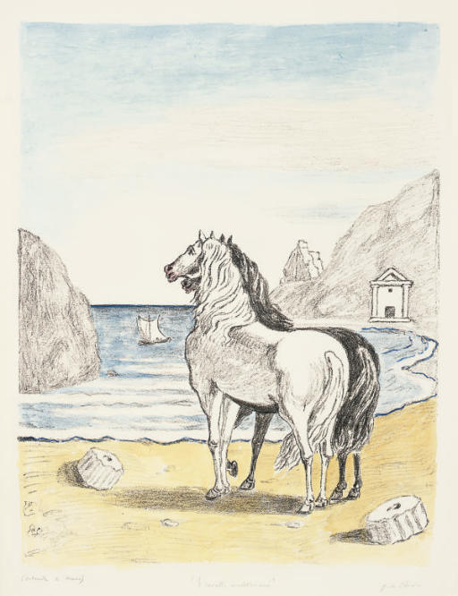 Cavalli En La Riva Del Tirreno Paggio — Giorgio De Chirico