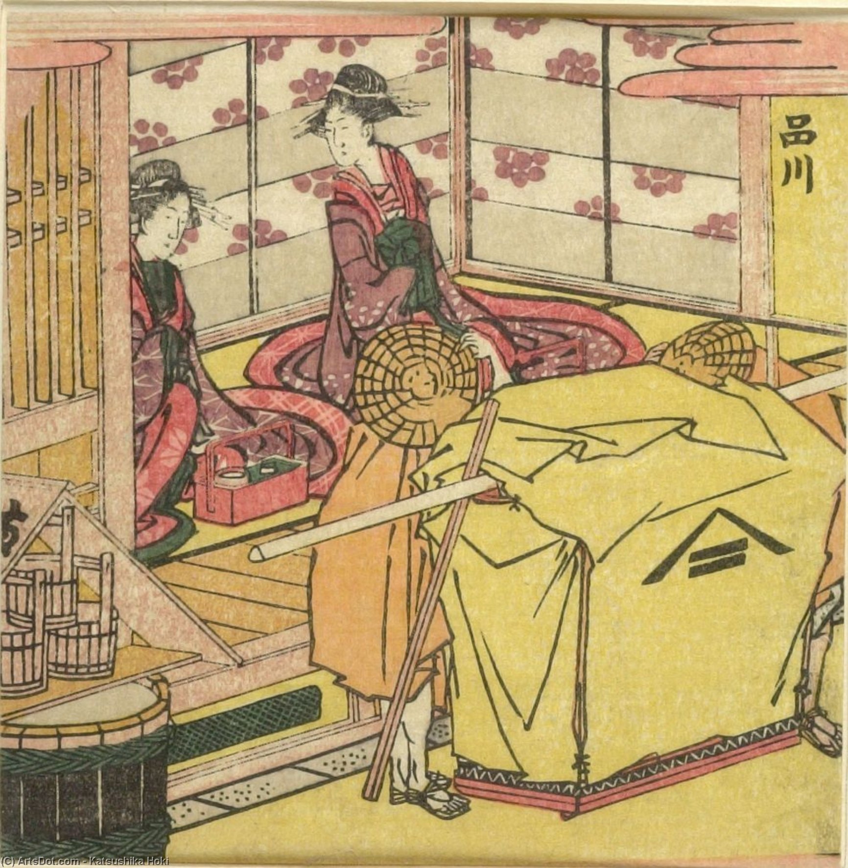 Two Courtesans Greeting — 葛飾北斎 (katsushika Hokusai)