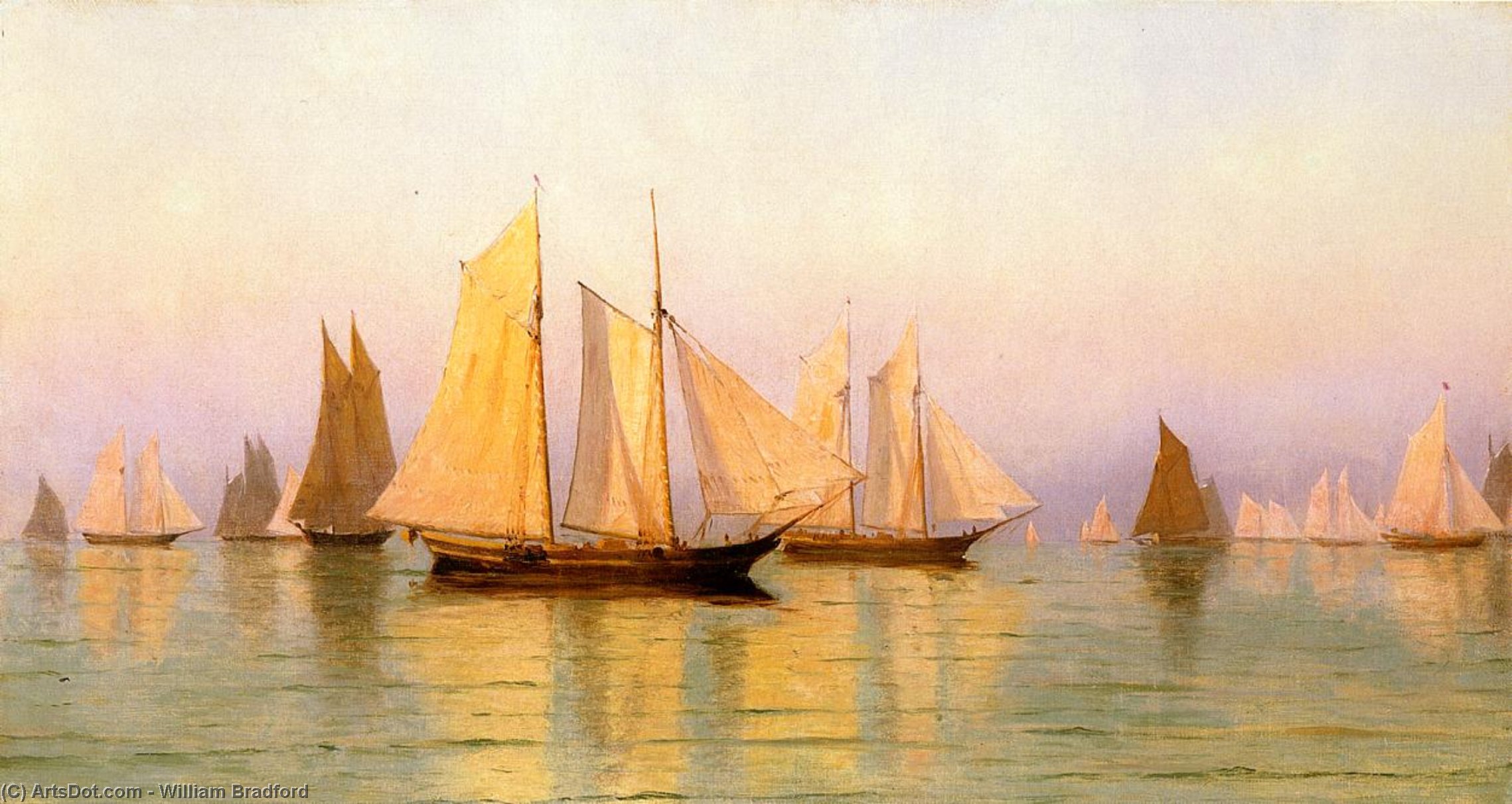 Sloops And Schooners At Evening Calm — Vilijam Bredford