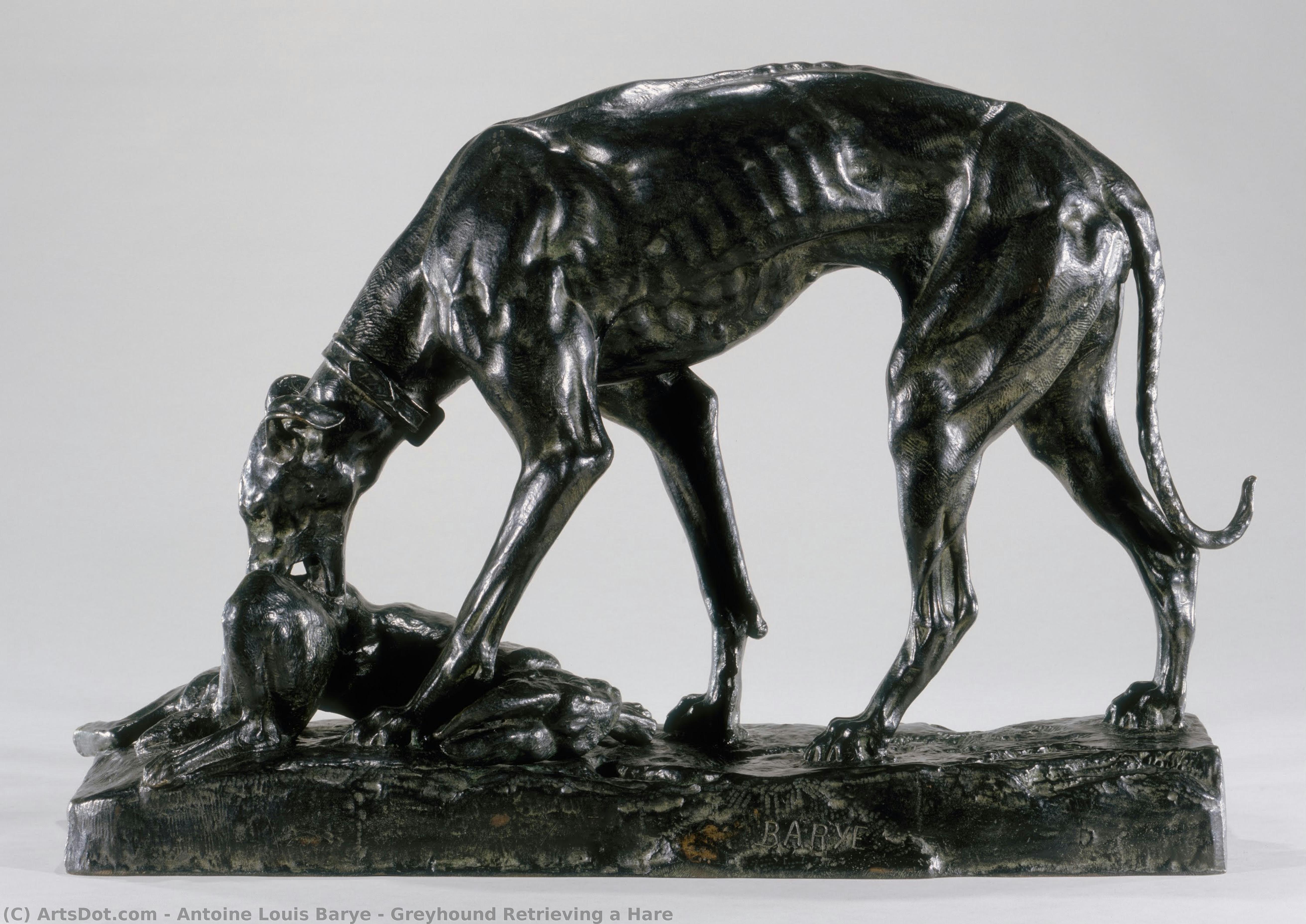 Greyhound Retrieving A Hare — Антоин-луи Барье