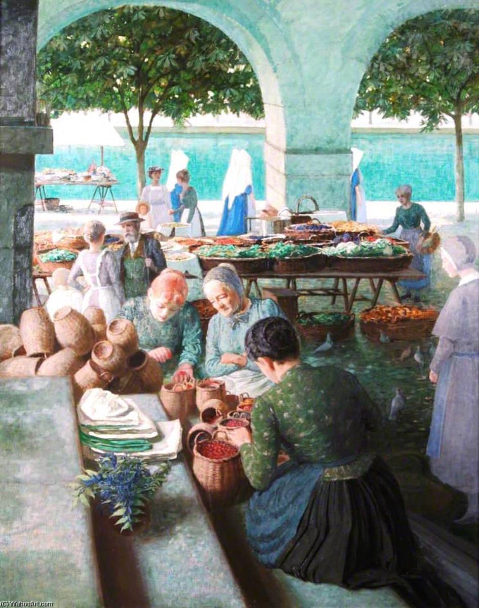 Market Scene, Lucerne — Уильям Герберт Аллен
