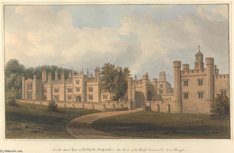 South East View Of Blithfield, Staffordshire, The Seat Of The Right Honourable Lord Bagot — John Buckler
