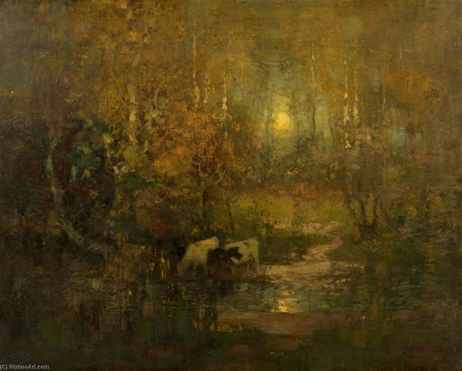 Sunset, Cottage And Pool — Thomas Bromley Blacklock