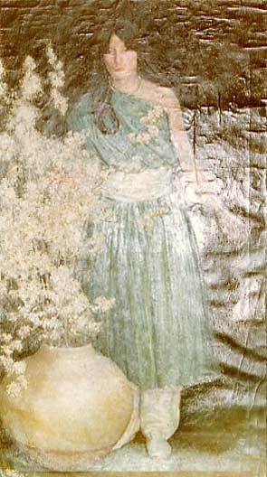Pueblo Indian Girl And Wild Plum Blossoms, (painting) — Bert Geer Phillips