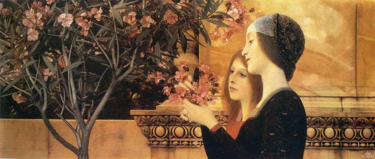 Two Girls With An Oleander — Gustav Klimt