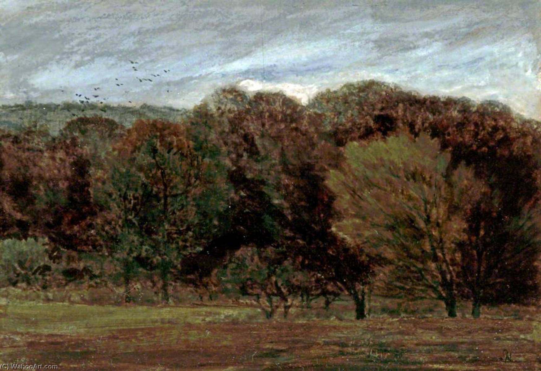 Edge Of A Wood With A Flock Of Birds Flying — Daniel Alexander Williamson