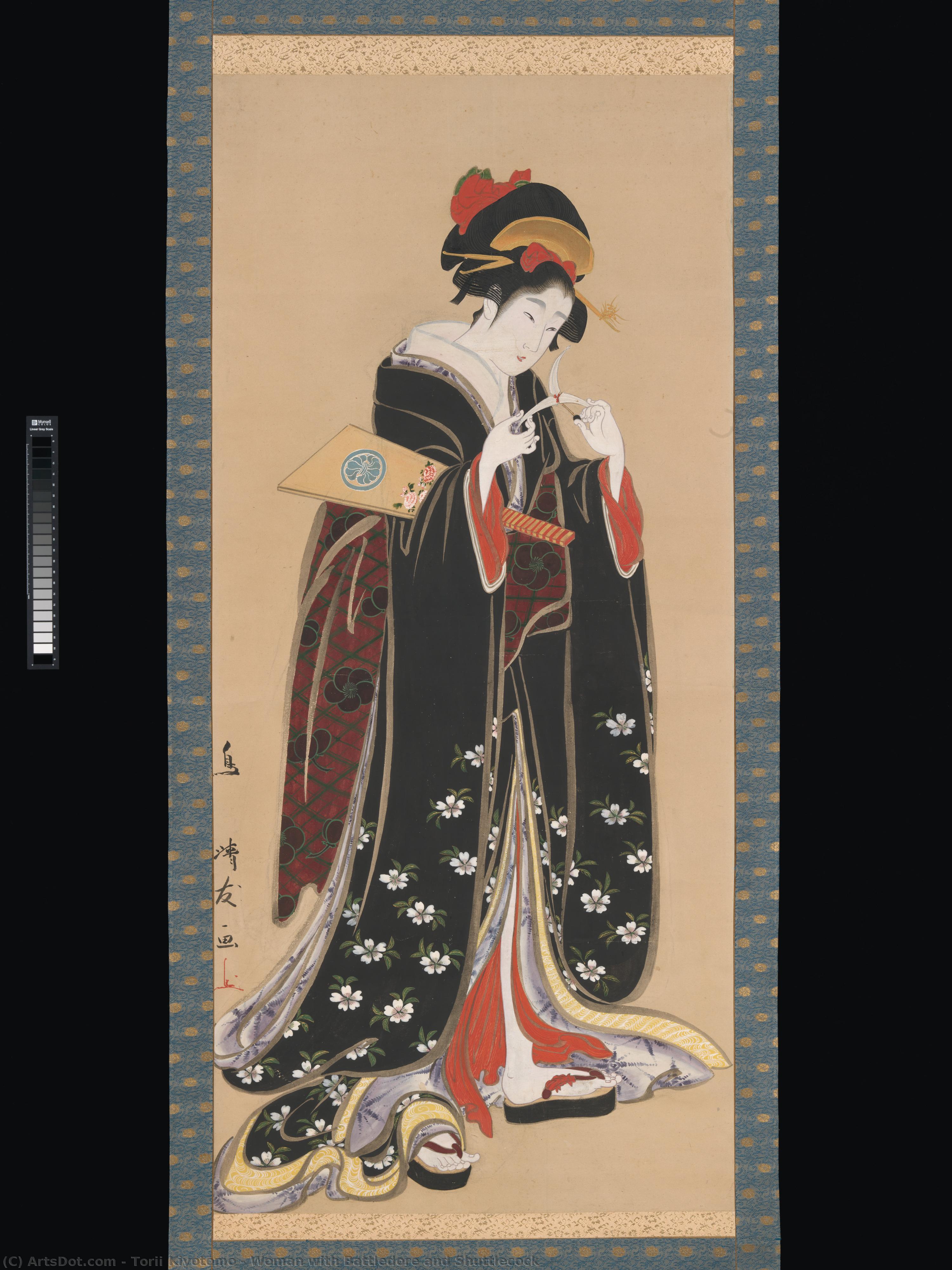 Woman With Battledore And Shuttlecock — Torii Kiyotomo