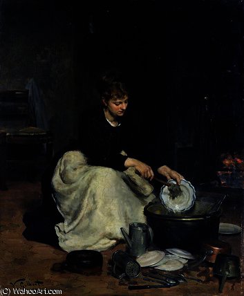 The Kitchen Maid Washing-up — Victor Gabriel Gilbert