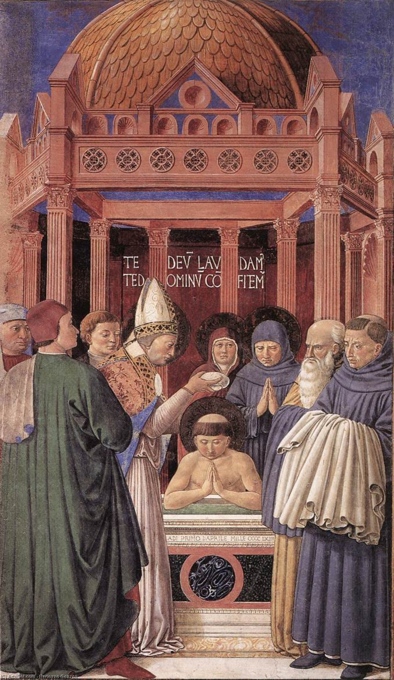 Baptism Of St Augustine (scene 11, East Wall) — Benozzo Gozzoli