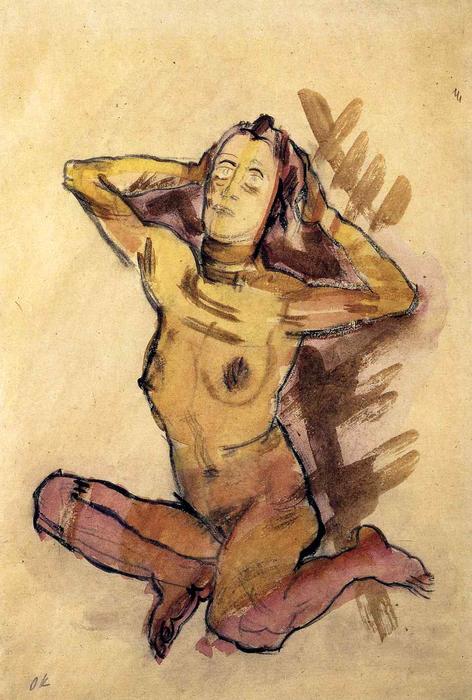 Female Nude Seated On The Ground — Oskar Kokoschka