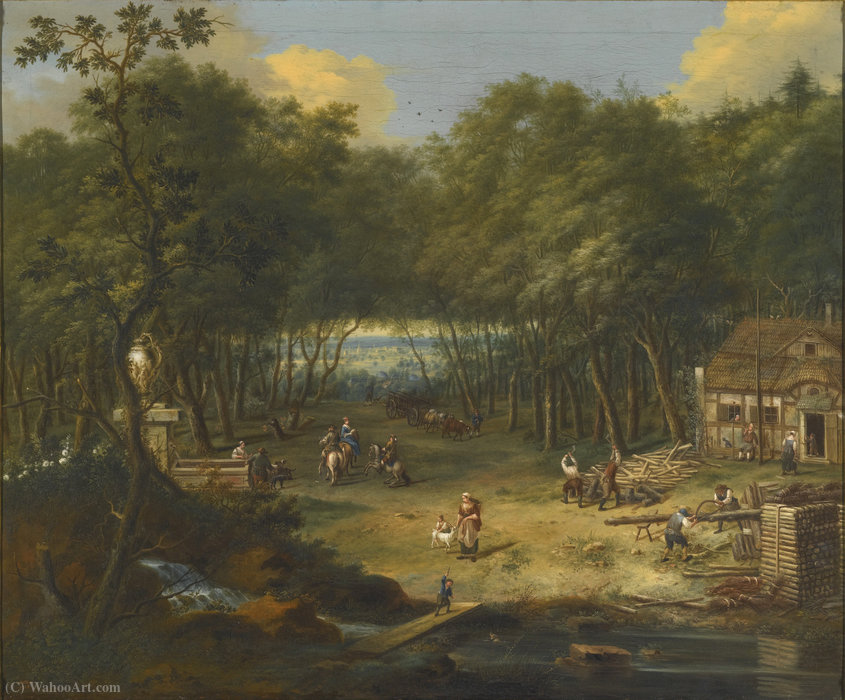 Forest Clearing With A Sawmill And Figures By A Fountain — Johann Christian Vollerdt Or Vollaert