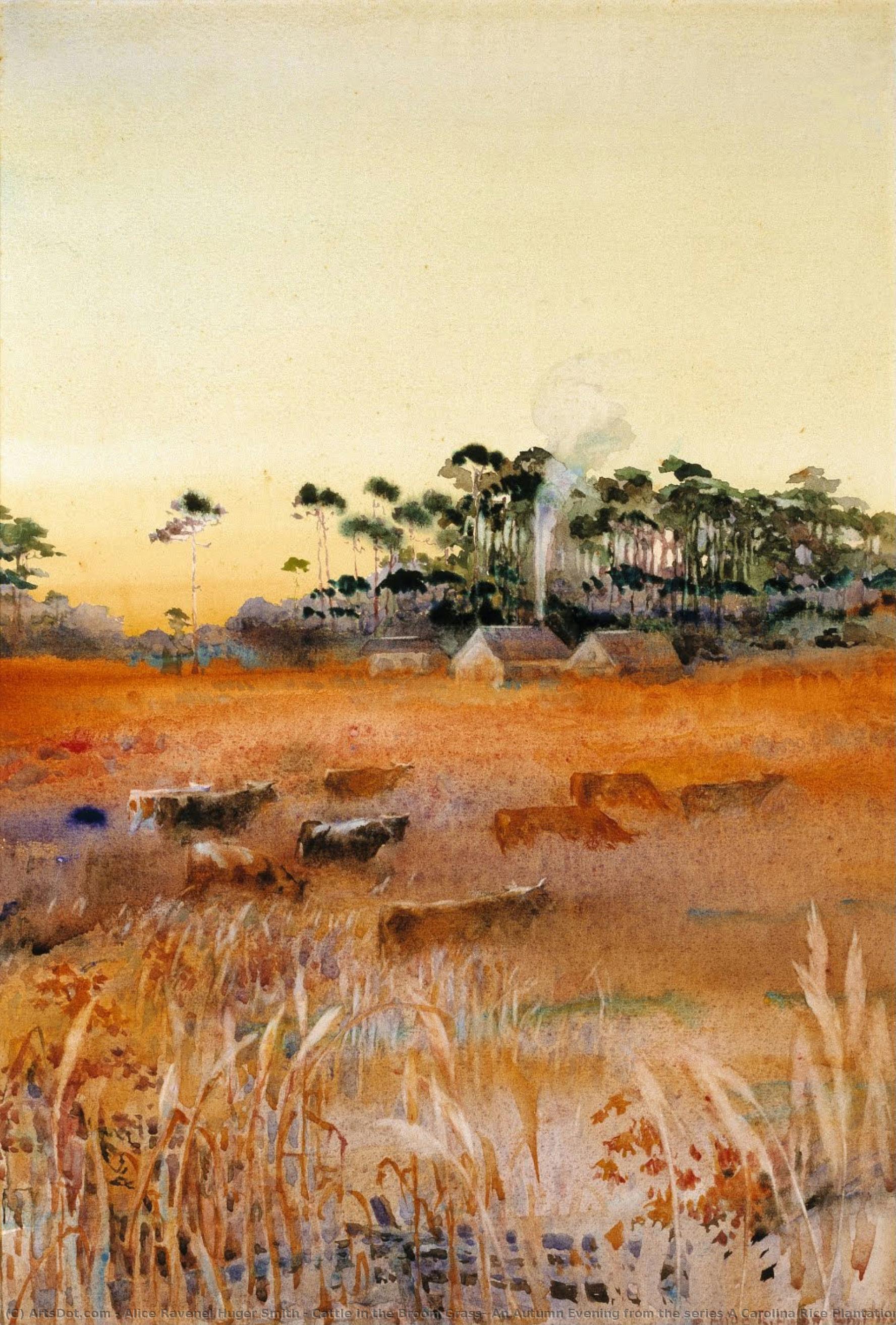 Cattle In The Broom Grass, An Autumn Evening From The Series A Carolina Rice Plantation Of The Fifties — アリス・ラヴェネル・ヒューガー・スミス