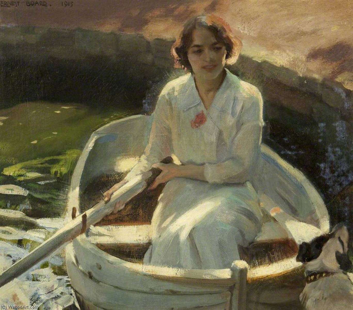 Study Of A Young Girl In A Rowing Boat With A Dog — Ernest Board